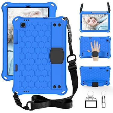 Imagem de Dteck Capa de silicone para Samsung Galaxy Tab S6 Lite de 10,4 polegadas - TPU durável com suporte, alça transversal com absorção de choque, azul