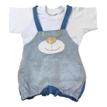 Imagem de Macacão De Bebê Menino 3 A 6 Meses Jardineira Romper Ursinho-Masculino
