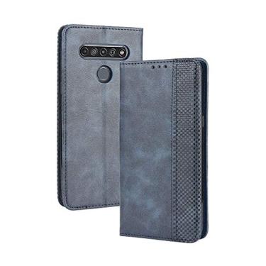 Imagem de Capa para LG K41S, capa flip carteira de couro para LG K41S, capa magnética retrô para celular, capa carteira de telefone com compartimentos para cartões