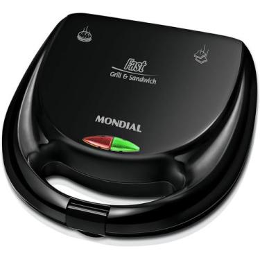 Imagem de Grill Sanduicheira Mondial Fast Grill S-12 Preta 750W - Antiaderente, 