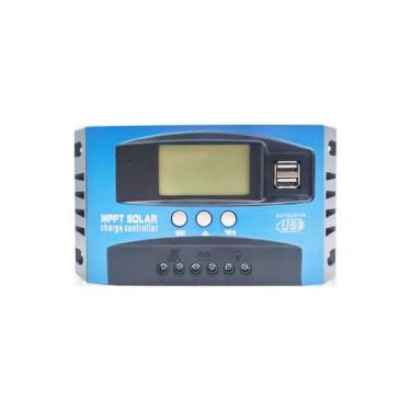 Imagem de Controlador De Carga Solar MPPT 100A Display LCD 12V 24V USB - Solar C