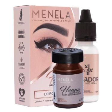 Imagem de Kit Henna Menela 2,5g + Fixador 15ml para Sobrancelha, Loiro Escuro