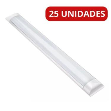 Imagem de 25 Luminárias Led Tubular Linear Slim Branco Frio 6500k 60cm - Lt Leds