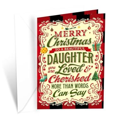 Imagem de Prime Greetings Cartão de Natal Daughters, feito nos EUA, ecológico, cartolina grossa com envelope premium 12,7 cm x 19,7 cm, embalado em caixa de proteção