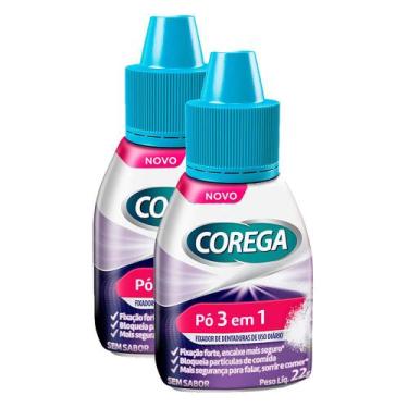 Imagem de Kit 2 Corega Pó Fixador de Dentadura 3 em 1 Sem Sabor 22g