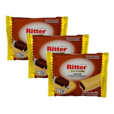 Imagem de Kit 3 Barra de Cereais Ritter Brownie e Cobertura Branca com 3 Unidade