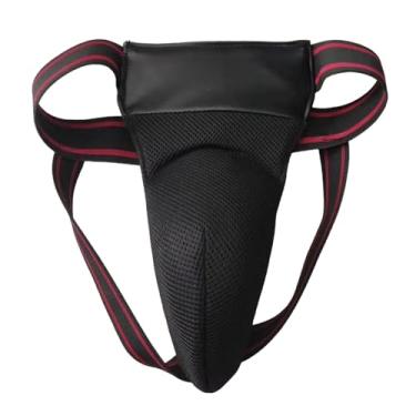Imagem de rockible Protetor de virilha Taekwondo Jockstrap Protetor de virilha ajustável Protetor de virilha para Kung Fu Sanda Sparring Grappling Mma Fighting, Preto 82 a 130 Cm