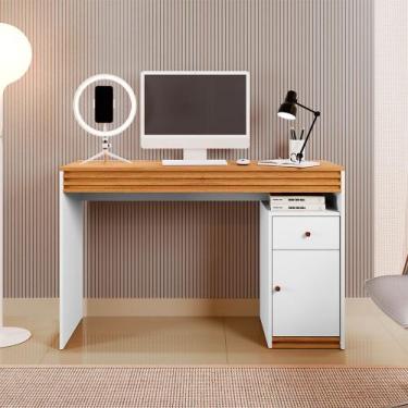 Imagem de Mesa de Estudo 1 Porta e 1 Gaveta Madrid 1200 Mavaular, Branco Acetina