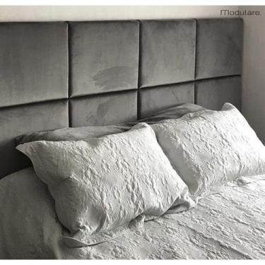 Imagem de Kit Cabeceira Modular Estofada  Adesiva 40x30 Montável Diversas cores 