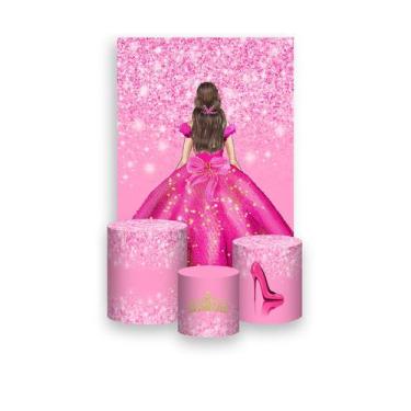Imagem de Painel De Festa Vertical 1,50 x 2,20 + Trio De Capas Cilindro - 15 Ano