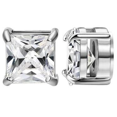 Imagem de NEWITIN Brincos magnéticos de aço inoxidável para homens, brincos magnéticos masculinos, brincos sem piercing, unissex, brincos magnéticos de zircônia cúbica, brincos de diamante para mulheres e