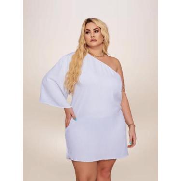 Imagem de Vestido Plus Size Curto Preto Casual Mula Manca Festa Soltinho Ajustáv