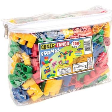 Imagem de Blocos De Montar Encaixar Conectando Formas 150 Pçs Sacola - Carlu, Nã