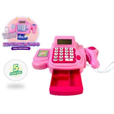 Imagem de Brinquedo Caixa Registradora Infantil com Calculadora e Leitor a Pilha