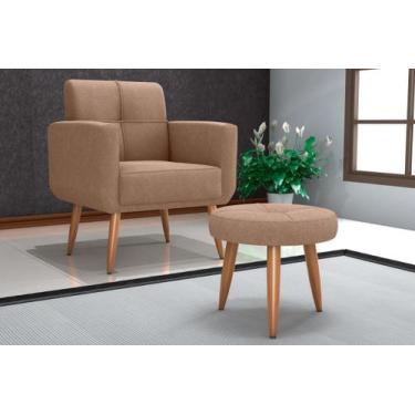 Imagem de Kit Poltrona +Puff Havana Boucle Marrom F498 - Matrix - LM DECOR
