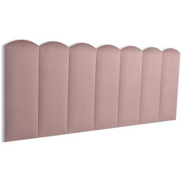 Imagem de Cabeceira Casal Estofada de Colar na Parede Kit 7 Placas Modelo Nuvem 