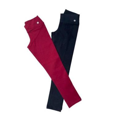 Imagem de Kit 2 Calças Legging Cotton Infantil - SUPORT FITNESS, Feminino, 10, P