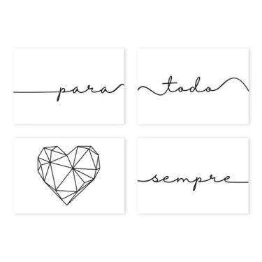 Imagem de Placas Decorativas Frase Para Todo o Sempre Kit 4un 20x30cm - Quartinh