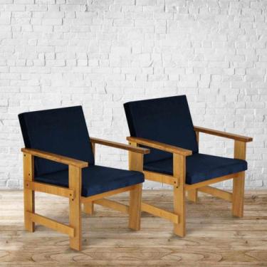 Imagem de Conjunto Kit 2 Poltronas Cadeiras Madeira Treliça Sala Decorativa Vara