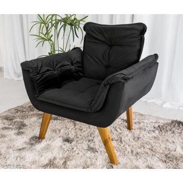 Imagem de Poltrona Opala Veludo Pés Palito - Veneza Estofados, Preto