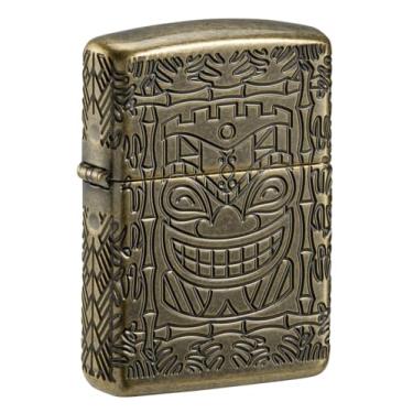 Imagem de Zippo Isqueiro de bolso Tiki Totem Design Armor Antique Brass