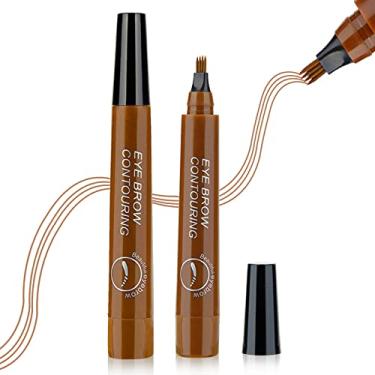 Imagem de Lápis de sobrancelha, 2 peças, lápis de sobrancelha, microblading, à prova d'água, com 4 pontas de microgarfo, cria maquiagem natural para sobrancelhas - 01 marrom claro