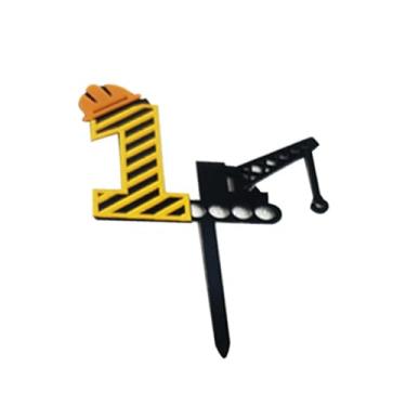 Imagem de Construction 1st Birthday Cake Topper,Dump Truck Cake Topper First Birthday Cake Decor for Boys, Engineering Themed Party Supplies Decoration