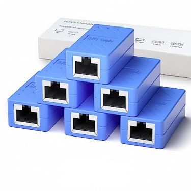 Imagem de Acoplador RJ45, adaptador extensor de cabo Ethernet Play and Plag acoplador em linha para conector de acoplador Ethernet fêmea para fêmea Cat7/Cat6/Cat5e/Cat5 (6, azul)