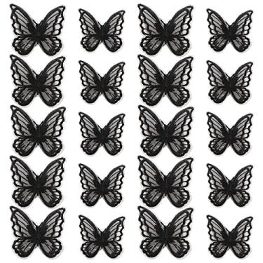 Imagem de Create idea 20 peças de apliques de borboleta de renda com duas camadas de adesivos bordados em 2 tamanhos diferentes, acessórios de roupas para vestido de festa de casamento, faça você mesmo,