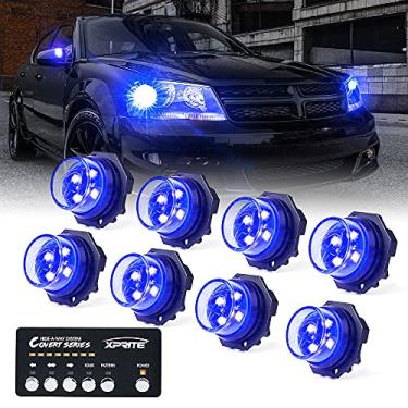 Imagem de Xprite Kit de luzes estroboscópicas de polícia de LED azul, 20 luzes traseiras piscando com painel de controle, aviso de perigo para veículos POV de emergência, carros voluntários, caminhões, SUV, 8