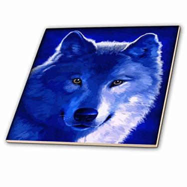 Imagem de 3dRose Azulejo de cerâmica lobo azul, 30,48 cm (ct_18916_4)