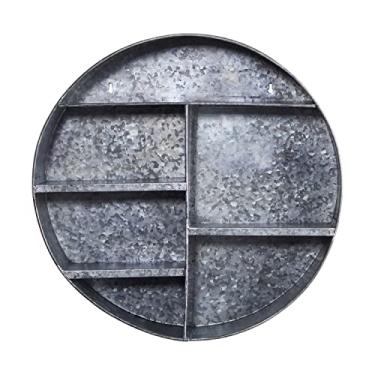 Imagem de Prateleira de metal circular galvanizado de 45,72 cm com prateleiras de quatro camadas