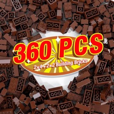 Imagem de 360 Pieces Building Bricks, Classic Basic Building Flat Parts and Pieces - 2x4 Brick x200 and 2x2 Brick x160, Moc Building Bulks DIY Play Set Compatible with Lego, Brown