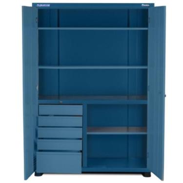 Imagem de Armário para ferramentas com 3 prateleiras 5 gavetas e portas de vidro