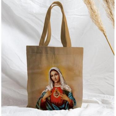 Imagem de Bolsa Sacola Artesanal de Tecido Imaculado Coração de Maria - CoreDeco