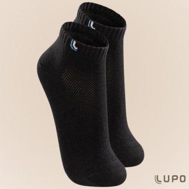 Imagem de Kit 3 Pares De Meia Cano Curto Lupo C Ventilação Confortavel, Preto