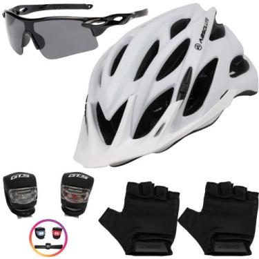 Imagem de Capacete Ciclismo Bike Mtb + Pisca + Óculos + Par De Luvas - Tsw / Abs