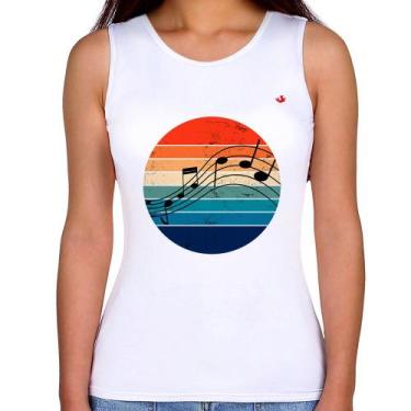 Imagem de Regata Feminina Música Vintage Sunset - Foca na Moda, Branco, GGG