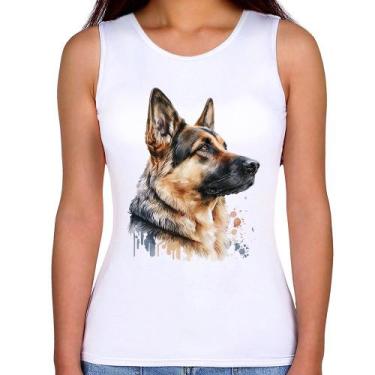 Imagem de Regata Feminina Cachorro Pastor Alemão - Foca na Moda, Branco, M