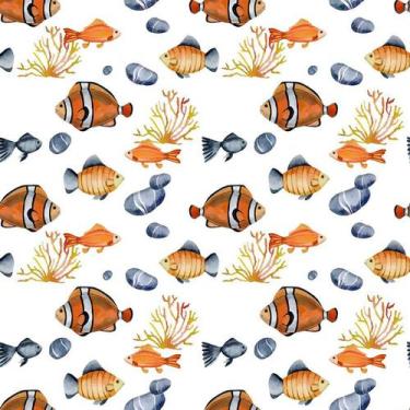 Imagem de Papel De Parede Adesivo Animais Peixes N06004 0,58X2,5M - Adesivo BR