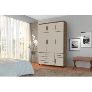 Imagem de Roupeiro / Guarda Roupas RO Solteiro 3 Portas Cor Canela / Off  White 