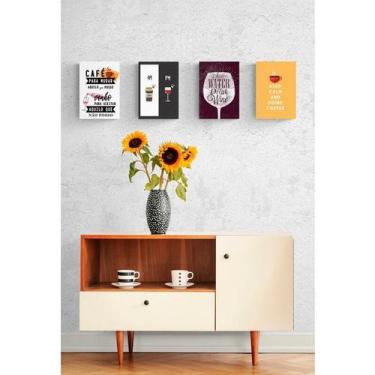 Imagem de Quadro Decorativo Espaço Gourmet Vinho e Café Kit 4 Quadros - NACIONAL