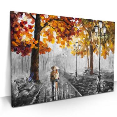 Imagem de Quadro Leonid Afremov Casal Arvore 90x60 Amarela Grande Sala - IQ Quad