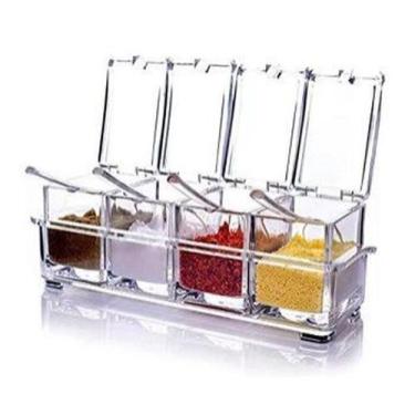 Imagem de Porta Temperos E Condimentos Acrilico 4 Potes Organizadores - OEM