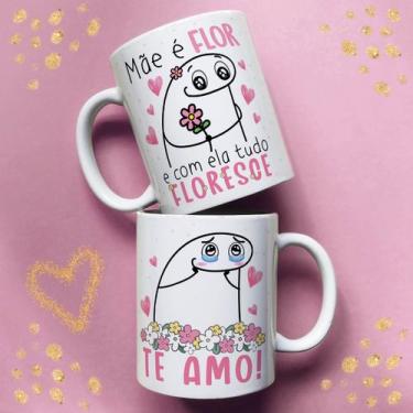 Imagem de Xicara de porcelana 325ml flork dia das mães ref0137 - casa fé