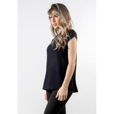 Imagem de Blusa  Feminina Furadinha Fitness Lisa Academia Treino RCL Modas, Pret