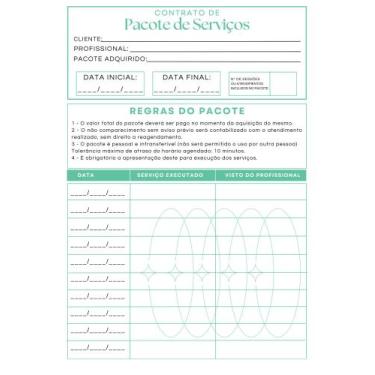 Imagem de Contrato Pacote Serviços Manicure Estética Depilação 10 Blocos, Verde 