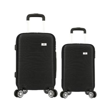Imagem de Kit2 Mala de Viagem Bordo Padrão ANAC P+ e Grande Em ABS - EAGLE, Pret