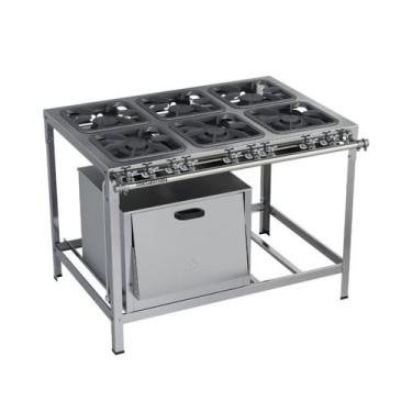 Imagem de Fogão Industrial 6 Bocas 30x30 Inox Forno Top Metalmaq