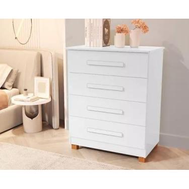 Imagem de Comoda Gaveteiro Suiça 4 Gavetas 100% Mdf  -Pes Madeira - Basoto, BRAN